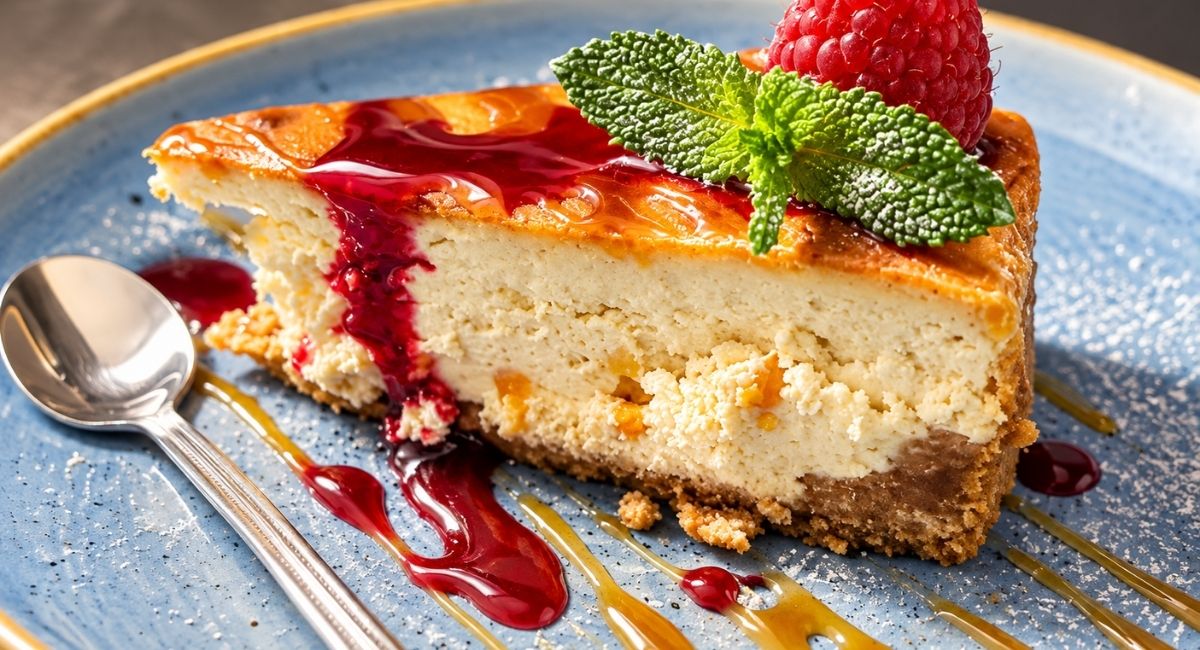 Tarta de queso casera con frutos rojos, Pool Bar restaurante en Benidoleig, Marina Alta